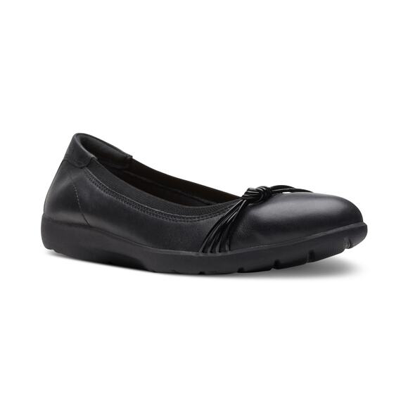 NWT  Clarks Women's Meadow Rae Ballet Flat, Black Leather, 7.5 - Picture 1 of 1